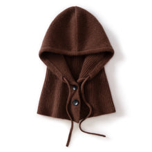 Load image into Gallery viewer, Two-Button Wool Cashmere Knitted Balaclava Hat Hood Scarf Elegant Hats Beanies Women Men Winter Neck Warm Headgear Unisex
