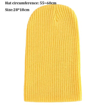 Load image into Gallery viewer, High Quality Solid Cute Winter Hats Multicolors 28*18cm Knitted Hat Girls Autumn Female Baggy Cap
