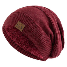 Load image into Gallery viewer, Unisex Fur Lined Winter Beanie Cap Soft Thick Warm Slouchy Hat Windproof Cuffed Design Knitted Hats
