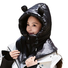 Load image into Gallery viewer, Warm Winter Down Hooded Hats Ultralight Drawstring Coat Short Tank Top Zippper Removable Neck Cover Fake High Collars Women's
