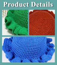 Load image into Gallery viewer, Solid Color Hand Knitted Knit Hat in Bohemian Style with Hollowed Out and Ruffled Design Bucket Shaped Hat  Fisherman's Hat

