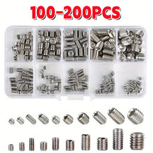 Load image into Gallery viewer, 304 Stainless Steel Socket Head Hex Set Screw Assortment Kit Grub Screw Cup- Metric M3 M4 M5 M6 M8 Cup Point Grub Screw Set
