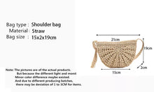 Load image into Gallery viewer, New Half Round Straw Bags for Women Summer Beach Rattan Bag Handmade Woven Half Moon Crossbody Handbags Bohemia
