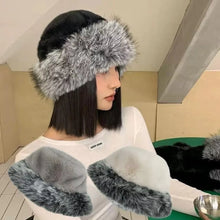 Load image into Gallery viewer, New Warm Fluffy Fur Bucket Hat Thicken Fisherman Hat Soft Ear Protection Panama Cap Winter
