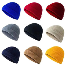 Load image into Gallery viewer, Casual Korean Style Knitted Hats Flanged Warm Skullcap Short Melon Cap Autumn and Winter
