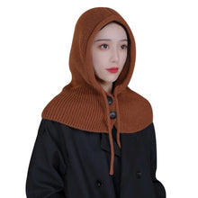 Load image into Gallery viewer, New Ear Protection Winter Balaclava Warm Drawstring Hooded Knitted Hooded Cap Windproof Beanie Hats Unisex
