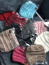 Load image into Gallery viewer, Women Winter Knitted Beanie Hat Messy Bun Ponytail Beanie Holey Warm Wool Beanie Hats
