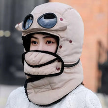 Load image into Gallery viewer, Fashion Detachable Mask Winter Thermal Hat Full Face with Glasses Bomber Hats 4 in 1 Anti-Fog Beanies Outdoor Skiing Accessories
