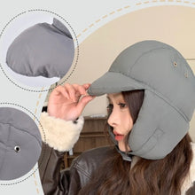 Load image into Gallery viewer, Solid Color Padded Bomber Hats Ear Flaps Thermal Padded Windproof Cycling Cap Retro Style Korean Version Fleece-Lined Winter Hat
