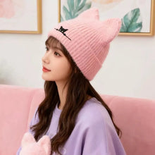 Load image into Gallery viewer, Personality Soft Knitted Cat Ear Beanies Thicken Cute Design Knitted Hat Windproof Warm Thermal Cap Winter Season
