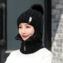 Load image into Gallery viewer, Casual Windproof Wool Knitted Hat Thickened Keep Warm Ear Protection Hat Neck Warmer Pompoms Hat Outdoor Cycling
