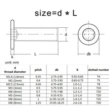 Load image into Gallery viewer, 5/10/50pc CM Torx thin screw M2 M2.5 M3 M4 M5 M6 M8 A2-70 Stainless Steel black colour Six-Lobe Ultra Thin Flat Wafer Head Screw
