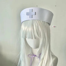Load image into Gallery viewer, Sweet White Marine Hat Pink Cross Uniform Party Caps Women Photography Hat Hot Girl
