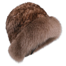 Load image into Gallery viewer, Luxury Women's Winter Hat Knitted Rabbit Fur Hats with Big Fox Fur Brim Lady Fashion Bucket Cap
