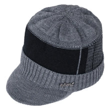 Load image into Gallery viewer, Unisex Warm Winter Hat With Brim Plush Fur Lined Knit Cap Sports Label Thicken Winter Hats For Men
