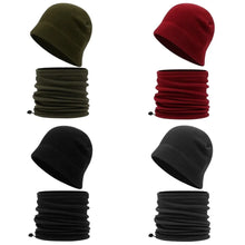 Load image into Gallery viewer, New Polar Fleece Hat Scarf Set Windproof Coldproof Pullover Cap Warm Ear Protection Cap Unisex
