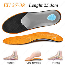 Load image into Gallery viewer, Insole Leather Orthopedic  Orthotic Arch Support Instep Flat Foot  Pad PU Latex Antibacterial Active Carbon Foot Care Unisex shoe pads

