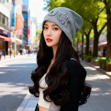 Load image into Gallery viewer, Autumn Winter Beanie Hat with Attached Shoulder Long Wavy Curly Hair Wig for Women Warm Knitted Hat with Fashionable Wig
