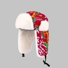 Load image into Gallery viewer, Versatile Winter Warm Ear Protection Hat Flower Cloth Retro Ethnic Style Hood Cap Thickened Lei Feng Hat For Women
