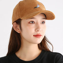 Load image into Gallery viewer, Corduroy baseball cap for men and women in autumn and winter, warm and embroidered pigeon pattern for daily leisure gatherings
