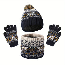 Load image into Gallery viewer, YANBIGUO Kids Winter Hat Gloves Scarf Set, Girls Boys Hats Beanie with Pom Children Knit Neck Warmer Mittens Fleece Lined Set
