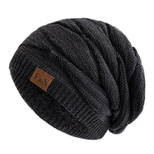 Load image into Gallery viewer, Unisex Slouchy Winter Hats Warm Fleece Lined Beanie Cap Men Women Casual FS Label Decor Winter Mixed Color Knitted Hats
