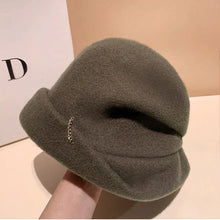 Load image into Gallery viewer, Women's Chain Decor Wool Slouchy Hat Autumn Winter Casual Warm Fisherman Cap Face Slimming Cold Weather Fashion Beanie Soft
