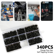 Load image into Gallery viewer, 340/500pcs Pan Head Tapping Screw Cross Head M3/M4/M3.5/M4.8 Self Tapping Screw Set Assortment Kit Black Furniture Carbon Steel
