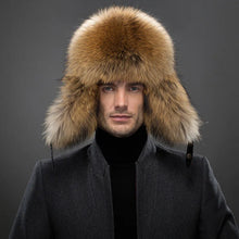 Load image into Gallery viewer, Hot high-end luxury fur hat Men's fox fur hat Lei Feng cap ear cap fur necessary hat Real fur hat 100% Sheepskin top fox hat
