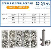 Load image into Gallery viewer, 500Pcs M2 M2.5 Small Screw Bolt Kit 4mm 5mm 6mm 8mm 10mm Electrical Screws Hex Hexagon Socket Cap Laptop PCB Allen Bolts Set
