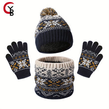 Load image into Gallery viewer, YANBIGUO Kids Winter Hat Gloves Scarf Set, Girls Boys Hats Beanie with Pom Children Knit Neck Warmer Mittens Fleece Lined Set
