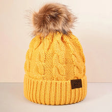 Load image into Gallery viewer, Autumn and winter men's and women's casual simple and versatile wool ball Fried Dough Twists knitted hat for warmth
