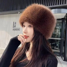 Load image into Gallery viewer, Fashion Plush Fluffy Fur Bucket Hat Warm Furry Fisherman Hat Ear Protection Soft Mongolian Cap Winter
