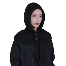 Load image into Gallery viewer, New Ear Protection Winter Balaclava Warm Drawstring Hooded Knitted Hooded Cap Windproof Beanie Hats Unisex

