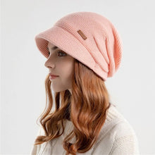 Load image into Gallery viewer, Fashion Soft Knitted Hat Fleece Lined Thickened Beanies Keep Warm Short Brim Ear Protection Outdoor
