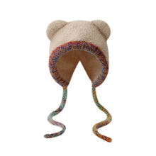 Load image into Gallery viewer, Casual Bear Ear Knitted Woolen Hat Thickened Windproof Beanies Cap Keep Warm Winter Bomber Cap Outdoor
