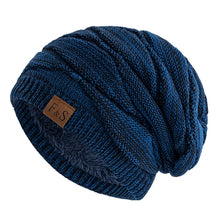 Load image into Gallery viewer, Unisex Slouchy Winter Hats Warm Fleece Lined Beanie Cap Men Women Casual FS Label Decor Winter Mixed Color Knitted Hats
