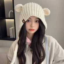 Load image into Gallery viewer, Cute Ear Protection Bear Ear Hat Keep Warm Solid Color Knitted Hat Headgear Ear Protection Hat Winter
