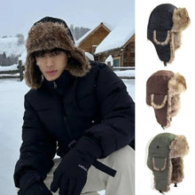 Load image into Gallery viewer, 1PC Winter Trapper Aviator Trooper Earflap Hat Warm Waterproof Disco Ski Hat Bomber Cap Fleece Thicken Warm Ear Protectors Hats
