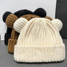 Load image into Gallery viewer, Cute Bear Ear Outdoor Knitted Hat Hooded Windproof Hat Scarf Set Thickened Winter Balaclava Face And Ear Protection
