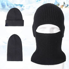 Load image into Gallery viewer, 2 in1 Winter Mask Beanies Hats Warm Knitted Balaclava Hats Windproof Solid Full Face Ski Bonnet Tactical Cycling Earmuffs Cap
