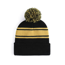 Load image into Gallery viewer, Casual Pom-Pom Beanie Cap Cozy Striped Thick Warm Winter Hat Ear Protection Soft Knitted Hat
