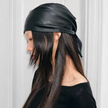 Load image into Gallery viewer, Retro Y2K Headscarf Hat PU Leather Bling Bling Square Scarf Punk Style Hip-hop Kerchief Hair Accessories
