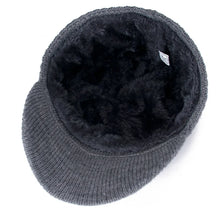 Load image into Gallery viewer, Unisex Warm Winter Hat With Brim Plush Fur Lined Knit Cap Sports Label Thicken Winter Hats For Men
