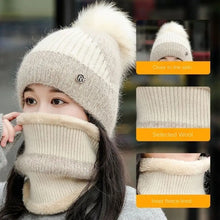 Load image into Gallery viewer, Casual Windproof Knitted Woolen Cap Thickened Neck Warmer Beanies Hat Cold-proof Keep Warm Pompoms Hat for Women
