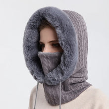 Load image into Gallery viewer, Winter Hat For Women Hooded Face Mask Fluff Keep Warm Thicken Style Neck Scarf Hooded Cap Beanie Knitted Cashmere Neck Warmer
