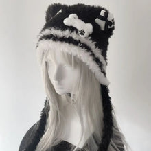 Load image into Gallery viewer, Spicy Girls Fluffy Gothic Harajuku Hat Knitted Little Bone Cross Star Punk Lolita Hat Y2K Style Beanie Hat

