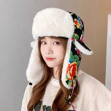 Load image into Gallery viewer, Versatile Winter Warm Ear Protection Hat Flower Cloth Retro Ethnic Style Hood Cap Thickened Lei Feng Hat For Women
