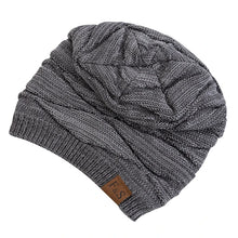 Load image into Gallery viewer, Unisex Slouchy Winter Hats Warm Fleece Lined Beanie Cap Men Women Casual FS Label Decor Winter Mixed Color Knitted Hats
