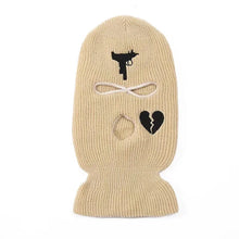 Load image into Gallery viewer, Unisex 3 Hole Winter Knitted Hat Outdoor Sports Full Face Cover Ski Mask Warm Knit Cap Balaclava for Adult Love Heart logo
